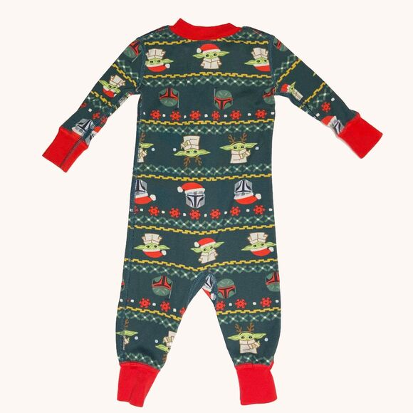 Hanna Andersson Star Wars Mandalorian Grogu Sleeper 3-6 Mos. Green Multi Cotton - Picture 2 of 3